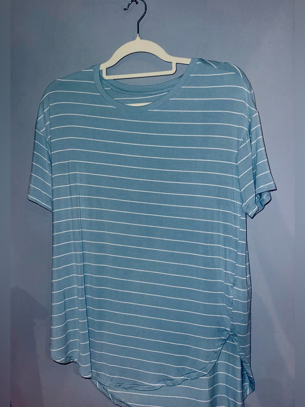 Time and Tru Blue White Striped High Low Tunic Top XS